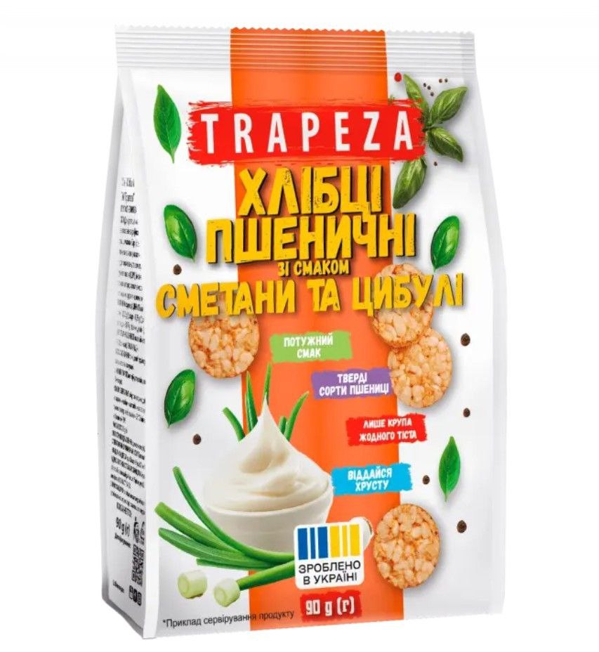 Міні-Хлібці Пшеничні зі смаком Сметани та цибулі Trapeza 90г